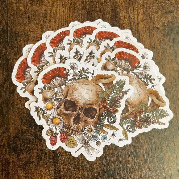 Mushroom Skull Glossy Sticker - Picture 2 of 7